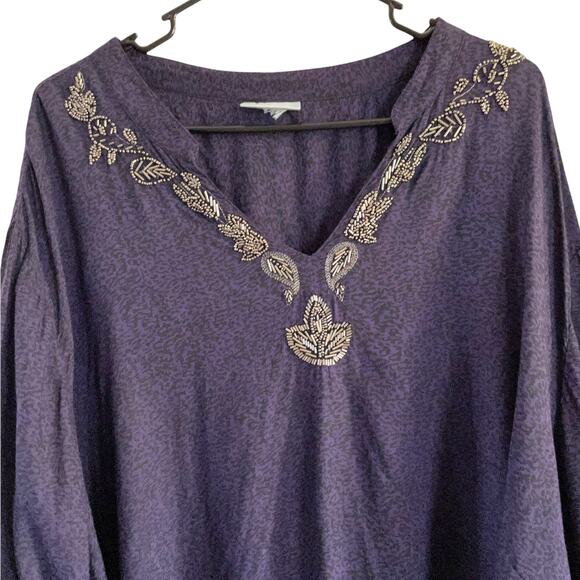 LIZ & Me CATHERINES Royal Purple Blouse with V Neck Design - Picture 6 of 7
